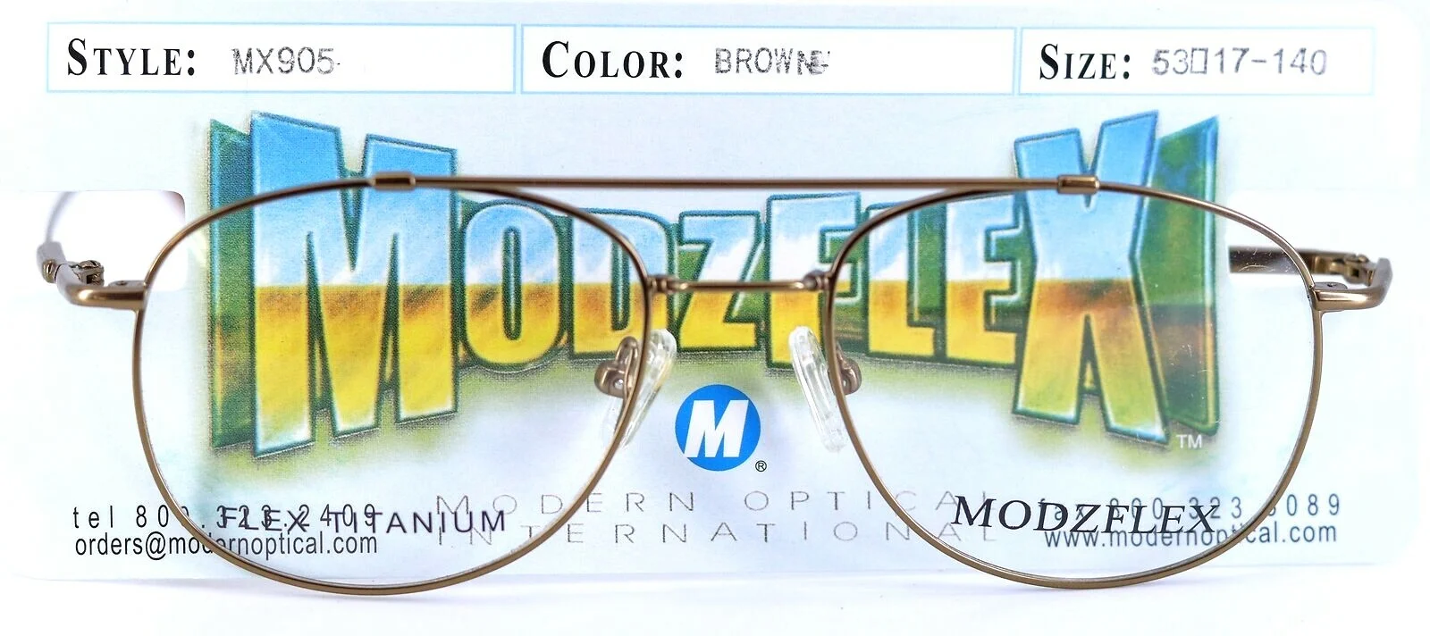 MODZFLEX By Modern MX905 Brown Titanium Aviator Mens Eyeglasses 53-17-140 2