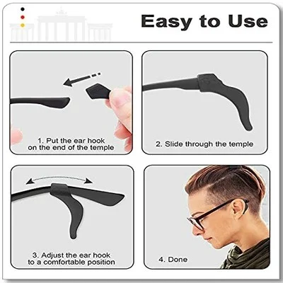 MOLDERP 10 Pairs Black Soft Silicone Eyeglass Ear Cushions Temple Tips Eyegla... 3