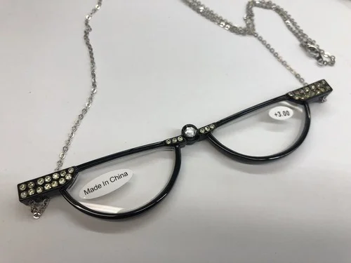 Monocle Reading Glasses Folds Out Semi Rinless Reader with Chain +3.00 New!! 4