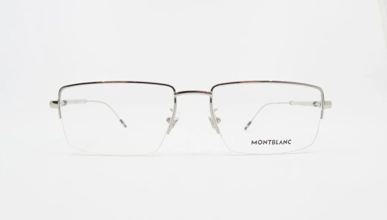 Mont Blanc MB 0133O 001 56mm Silver Half Rim, New Men