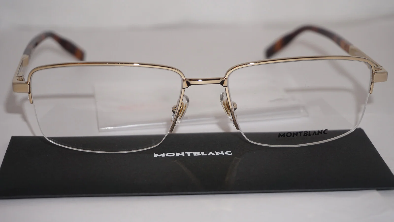 Montblanc New Eyeglasses Palladium Gold Half Rim MB0020O 006 58 17 150