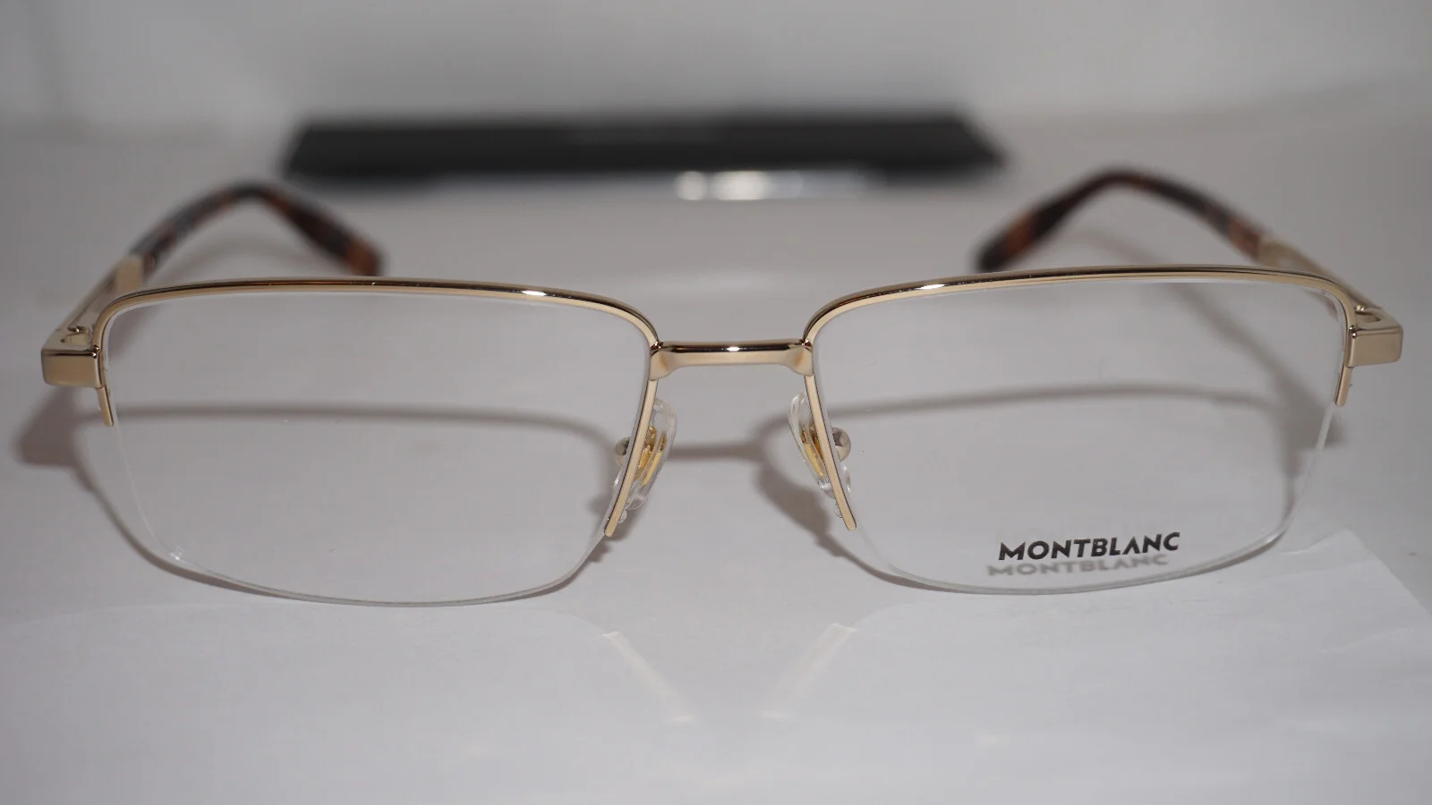 Montblanc New Eyeglasses Palladium Gold Half Rim MB0020O 006 58 17 150 2