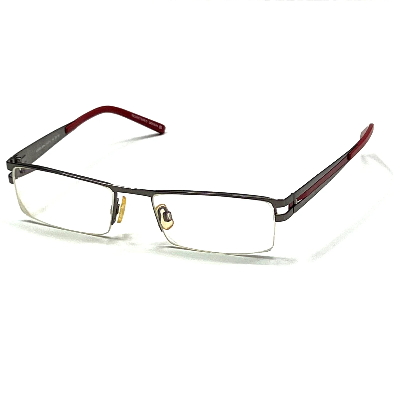 Morel Eyeglass Frames LIGHTEC 6805L Frame Red Arms Half Rim 52-19-140 W/ Case 1