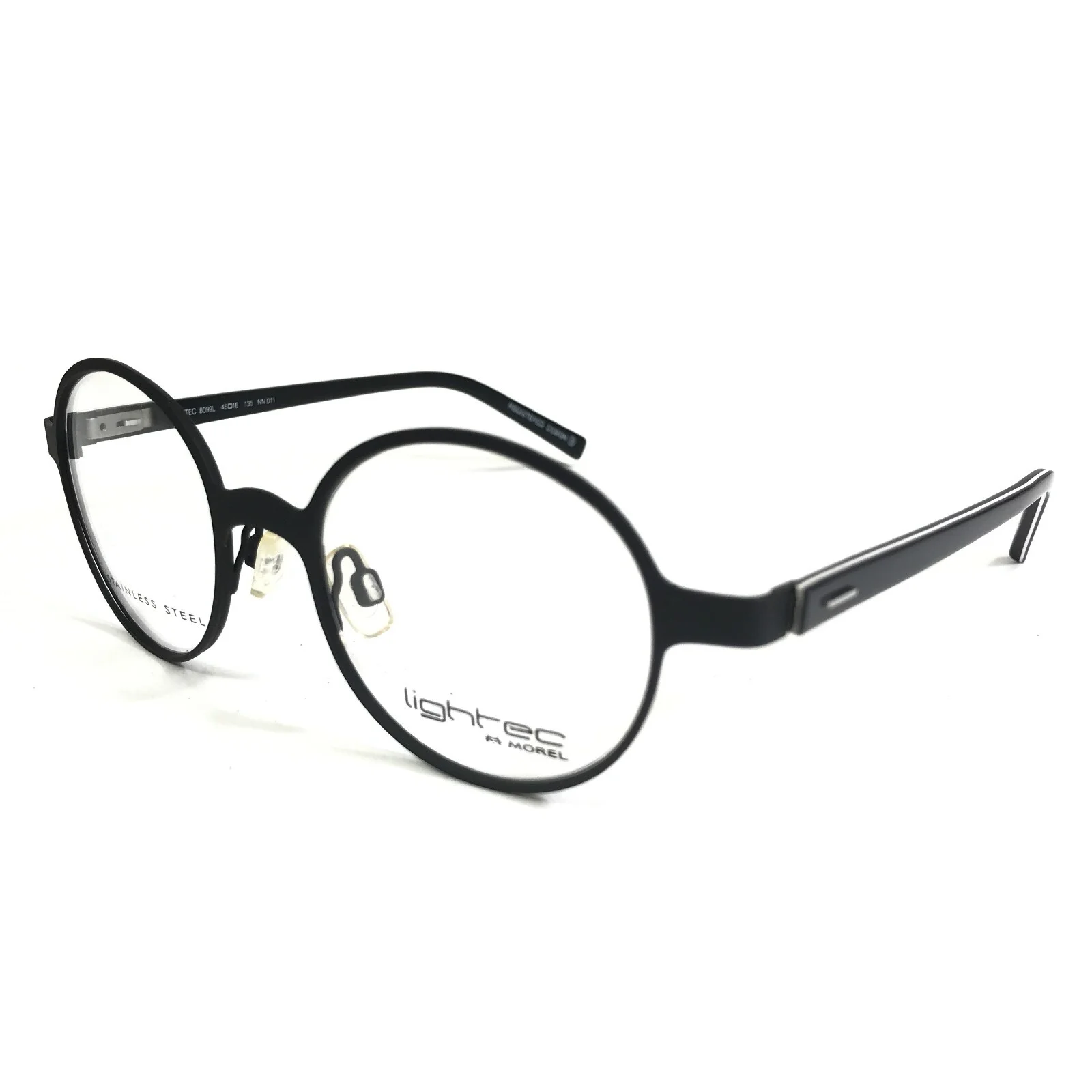 Morel Eyeglasses Frames LIGHTEC 8099L NN 011 Black Round Full Rim 45-18-135 4