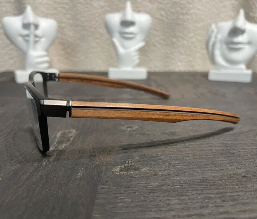 Morel OGA 10040 EYEGLASS Frame- Matte Black/ Wood- NEW with Original Case 2