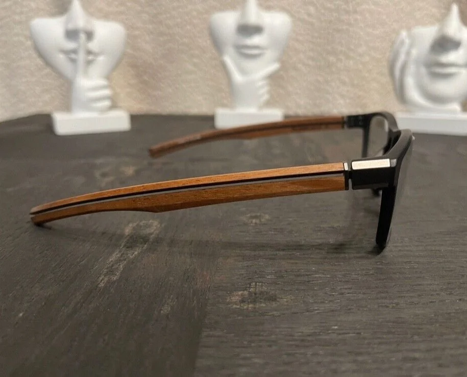 Morel OGA 10040 EYEGLASS Frame- Matte Black/ Wood- NEW with Original Case 3