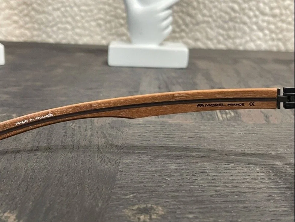 Morel OGA 10040 EYEGLASS Frame- Matte Black/ Wood- NEW with Original Case 4
