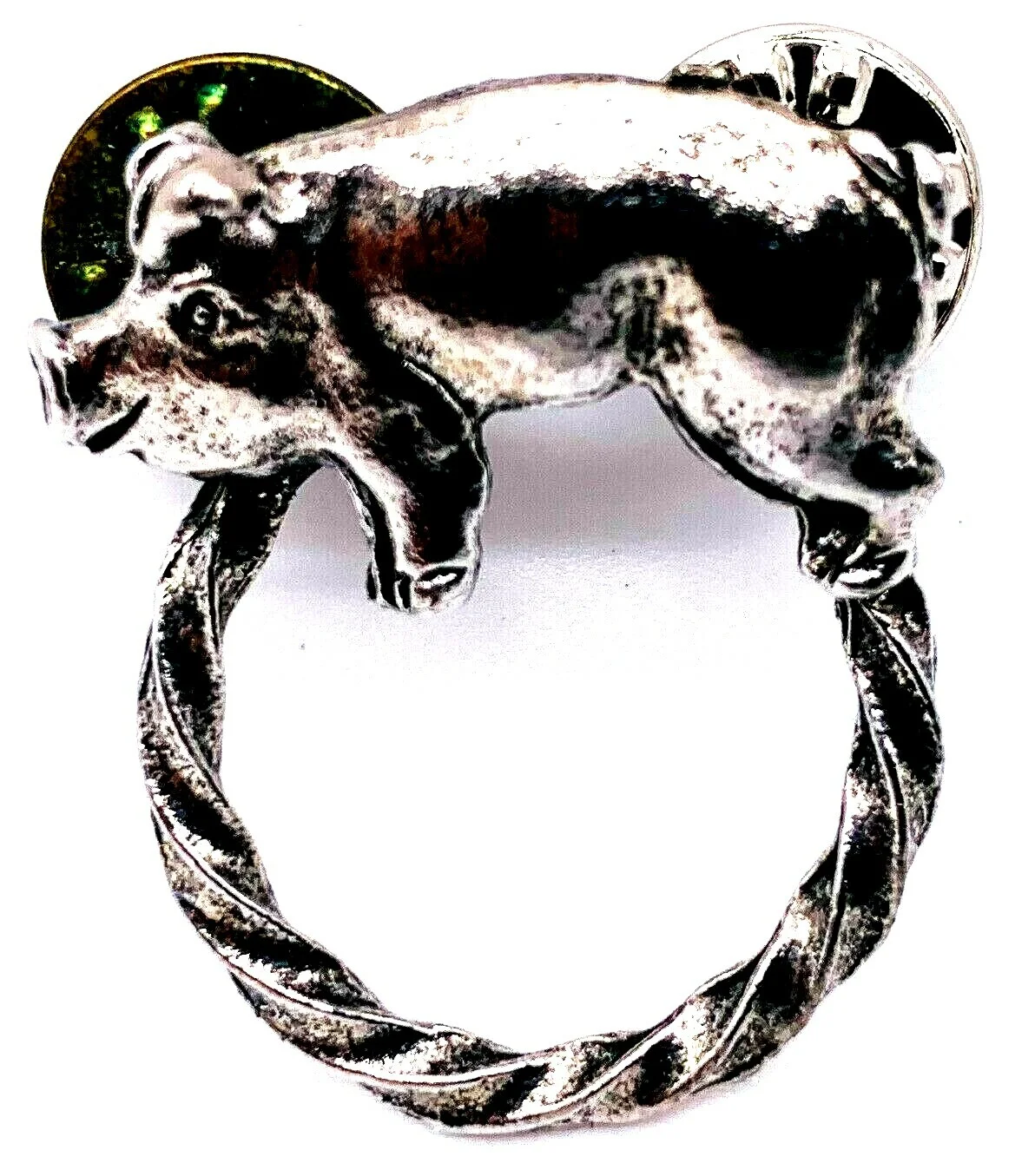 Motorcycle Hog Pig Sunglass Eyeglass Holder Pewter Biker Jacket Vest Pin