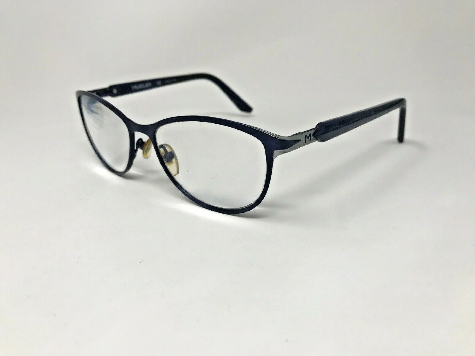 MUGLER TR1027 Eyeglasses Frame 52-15-135 Dark Blue/Silver Matte NH83
