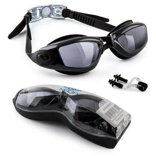 NAGA Anti-Fog UV Underwater Eyeglasses Swimming Goggle Set w/Ear Plug Nose Clip