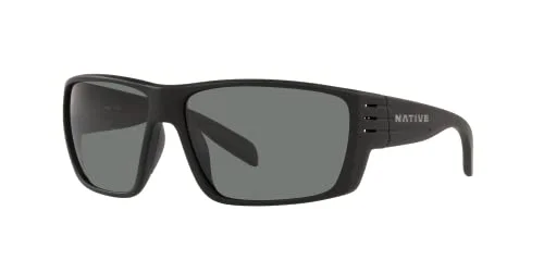 Native Man Sunglasses Matte Black Frame, Grey Lenses, 64MM