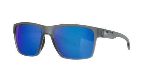 Native Man Sunglasses Matte Smoke Crystal Frame, Blue Lenses, 56MM