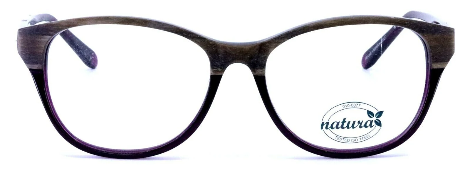 NATURA N01 80 Wayfarer Style Woodgrain Purple Eyeglasses Frames 53-16-135 2