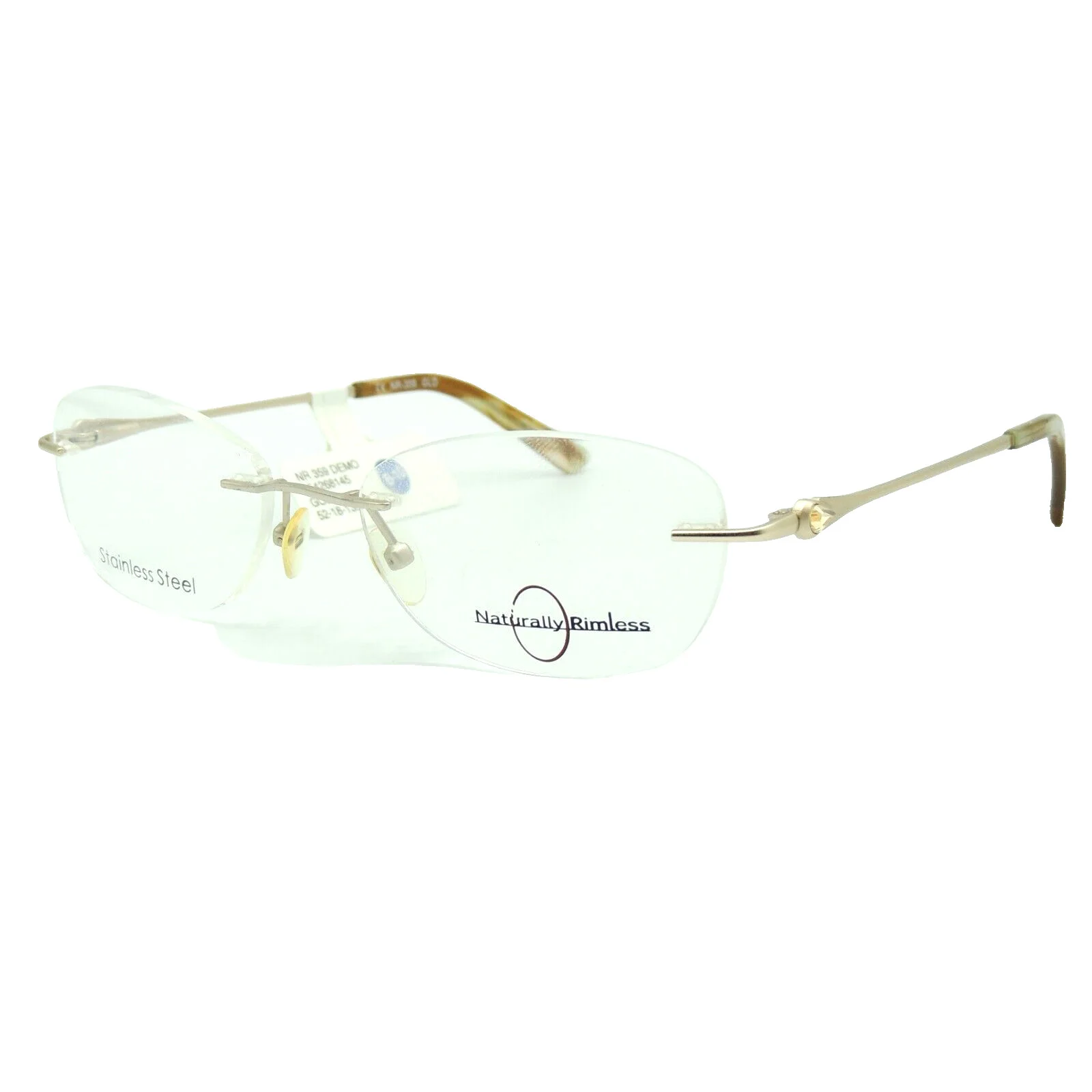 NATURALLY RIMLESS EYEGLASSES FRAME 554268149 RIMLESS METAL TEMPLE SIZE 54-19-140 3