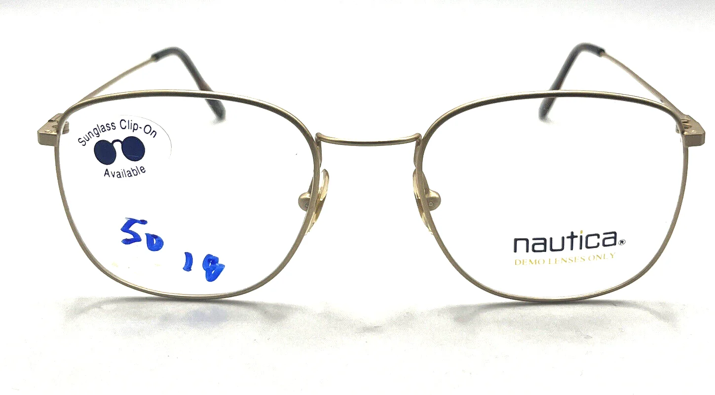 Nautica J18 052 Thin Gold Metal Square Eyeglasses Frames Italy 50-18 145 New 2