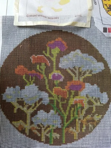 Needlepoint CANVAS ONLY UNSTARTED Stitch & Zip Pouches Floral Butterfly Flowers 2