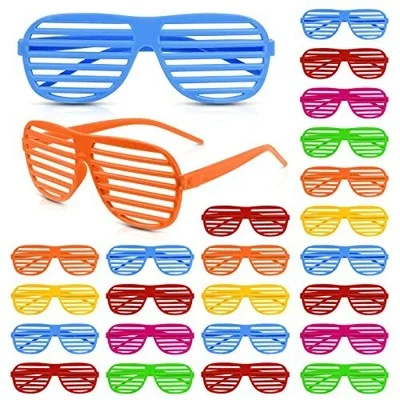 Neon Color Shutter Shadeds Glasses for Kids, Novelty 80s 90s Type C - 36 Packs