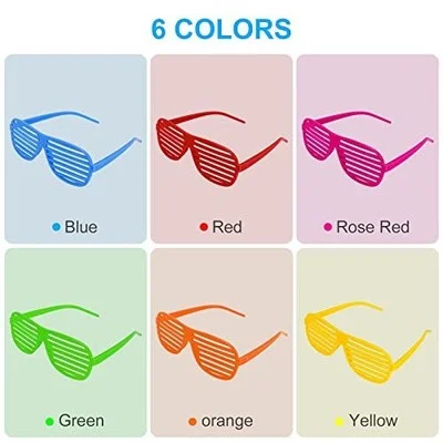 Neon Color Shutter Shadeds Glasses for Kids, Novelty 80s 90s Type C - 36 Packs 2