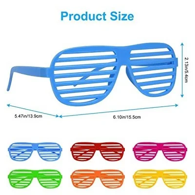 Neon Color Shutter Shadeds Glasses for Kids, Novelty 80s 90s Type C - 36 Packs 3