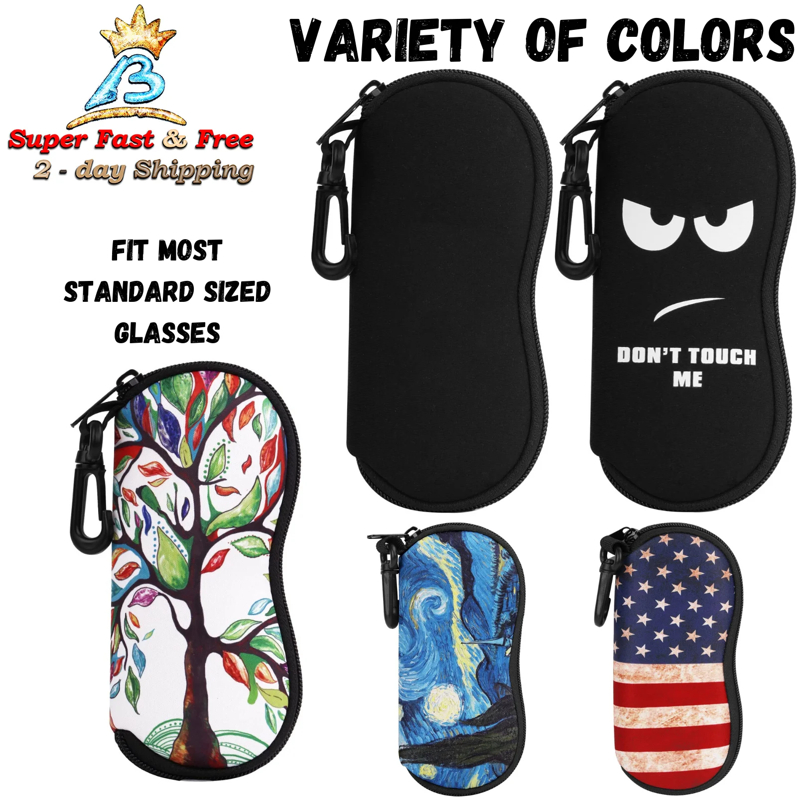 Neoprene Eyeglass Case Sunglasses Soft Case Protector Flexible Lightweight