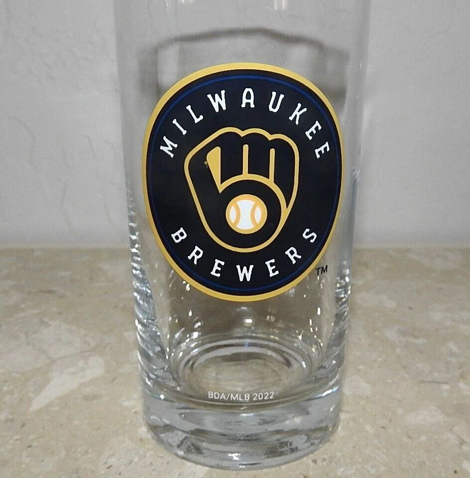 New 2022 Milwaukee Brewers Baseball & Jim Beam Highball Glass MLB Brewers Logo 2