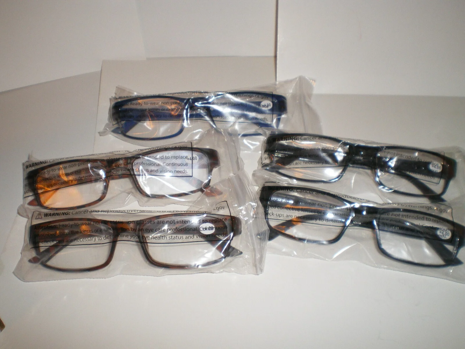 New - 5 pairs of Boost Reading/Glasses Cheaters + 4.00 strength