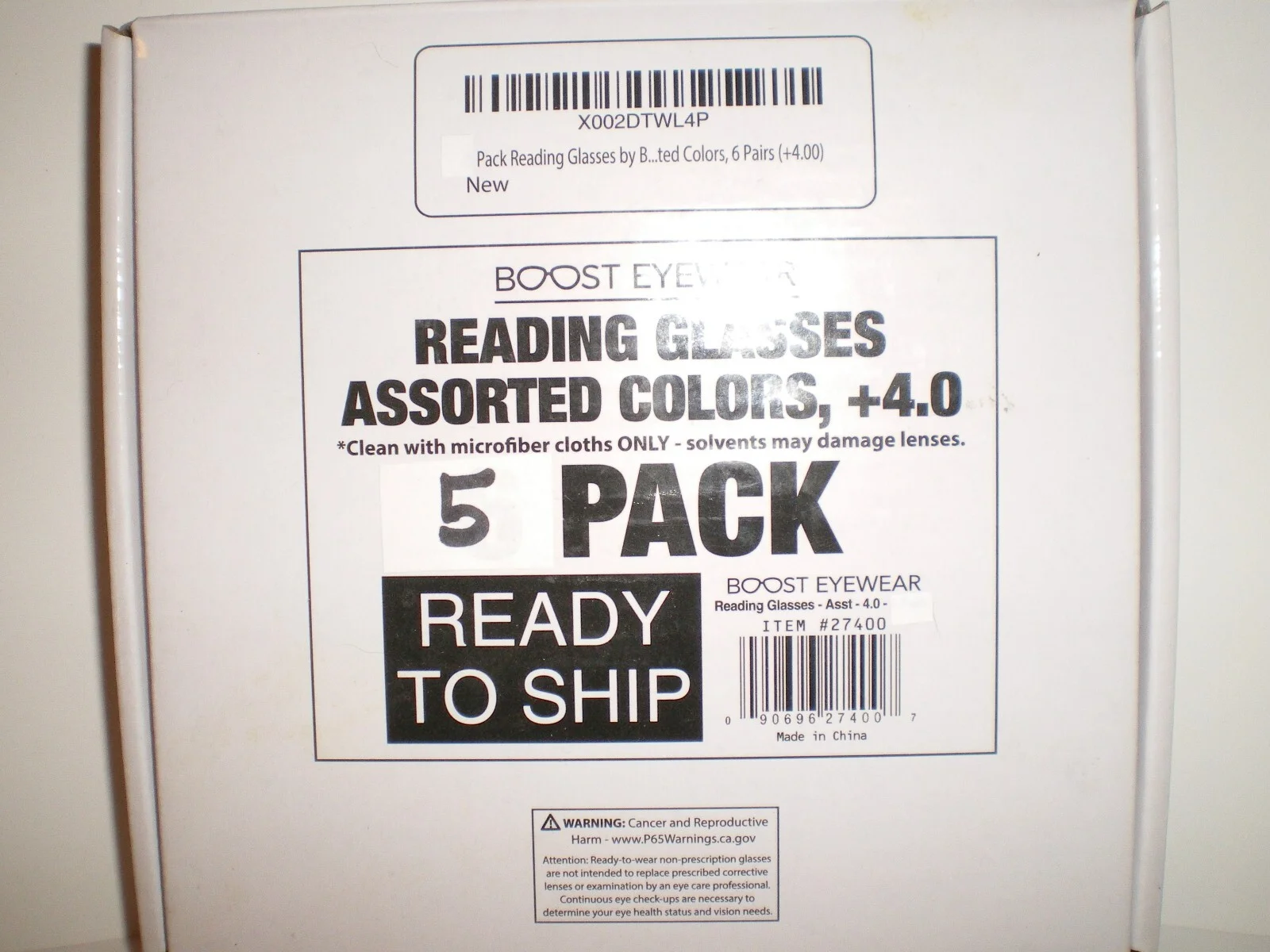 New - 5 pairs of Boost Reading/Glasses Cheaters + 4.00 strength 4