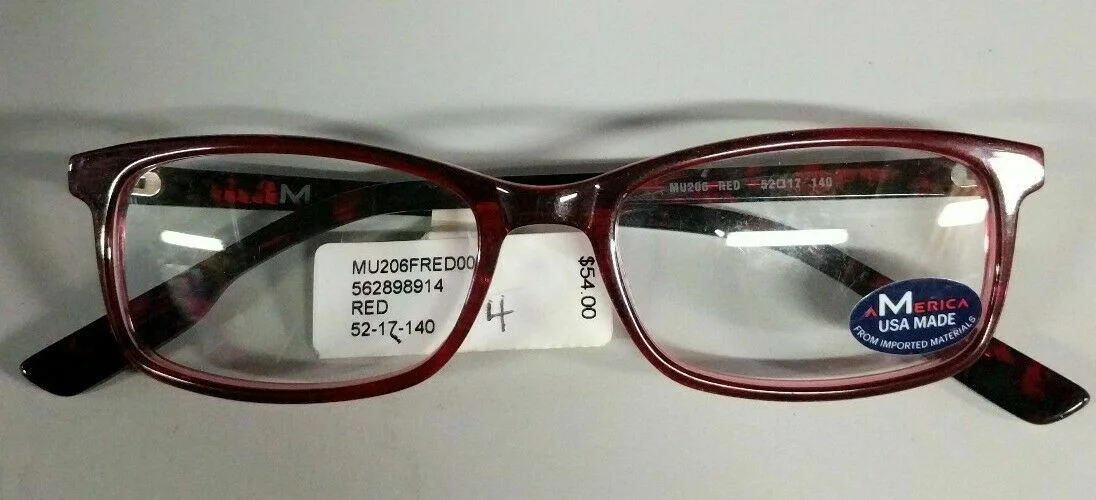 NEW AMERICA USA Made EYEGLASS FRAME RED 52-17-140 2