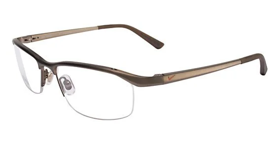 NEW AND AUTHENTIC Nike 6037 259 Shiny Brown Rectangular Half Rim 53-17-135 1
