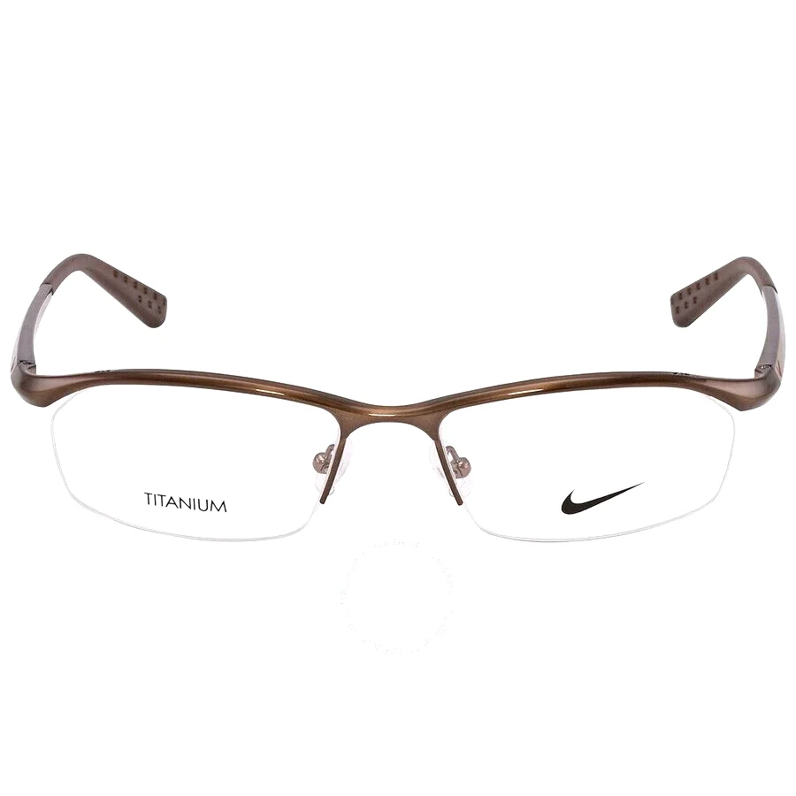 NEW AND AUTHENTIC Nike 6037 259 Shiny Brown Rectangular Half Rim 53-17-135 2