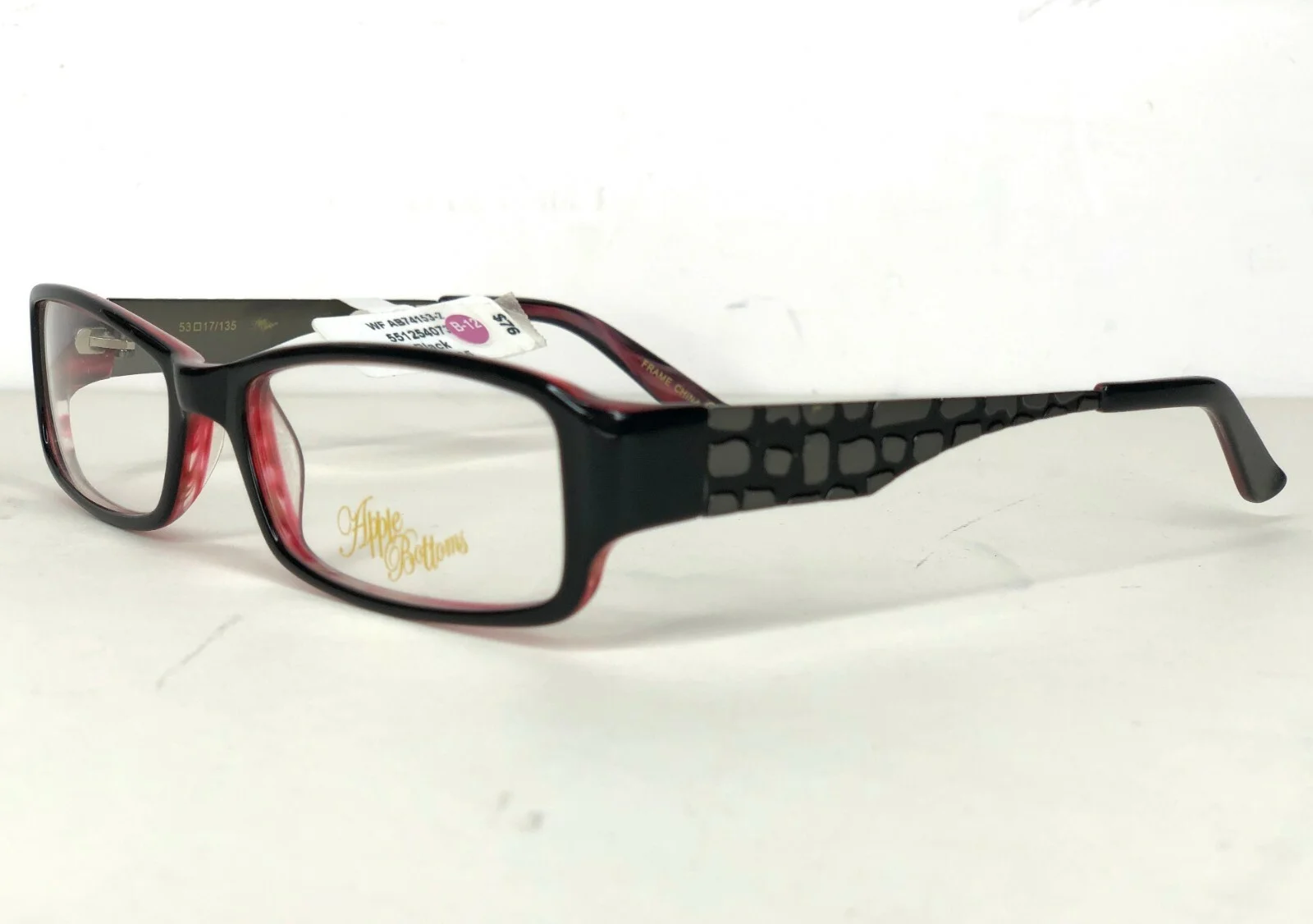 New~ APPLE BOTTOMS Eyeglasses 74153 black red 53-17-135 women $76 FRAMES 3