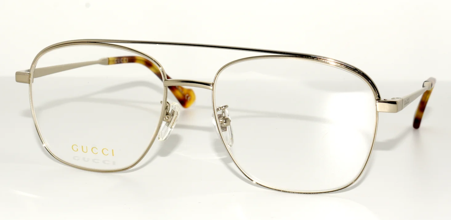 NEW AUTHENTIC GUCCI EYEGLASSES GG1103O 003 XL SHINY SILVER 57-18-145 MEN