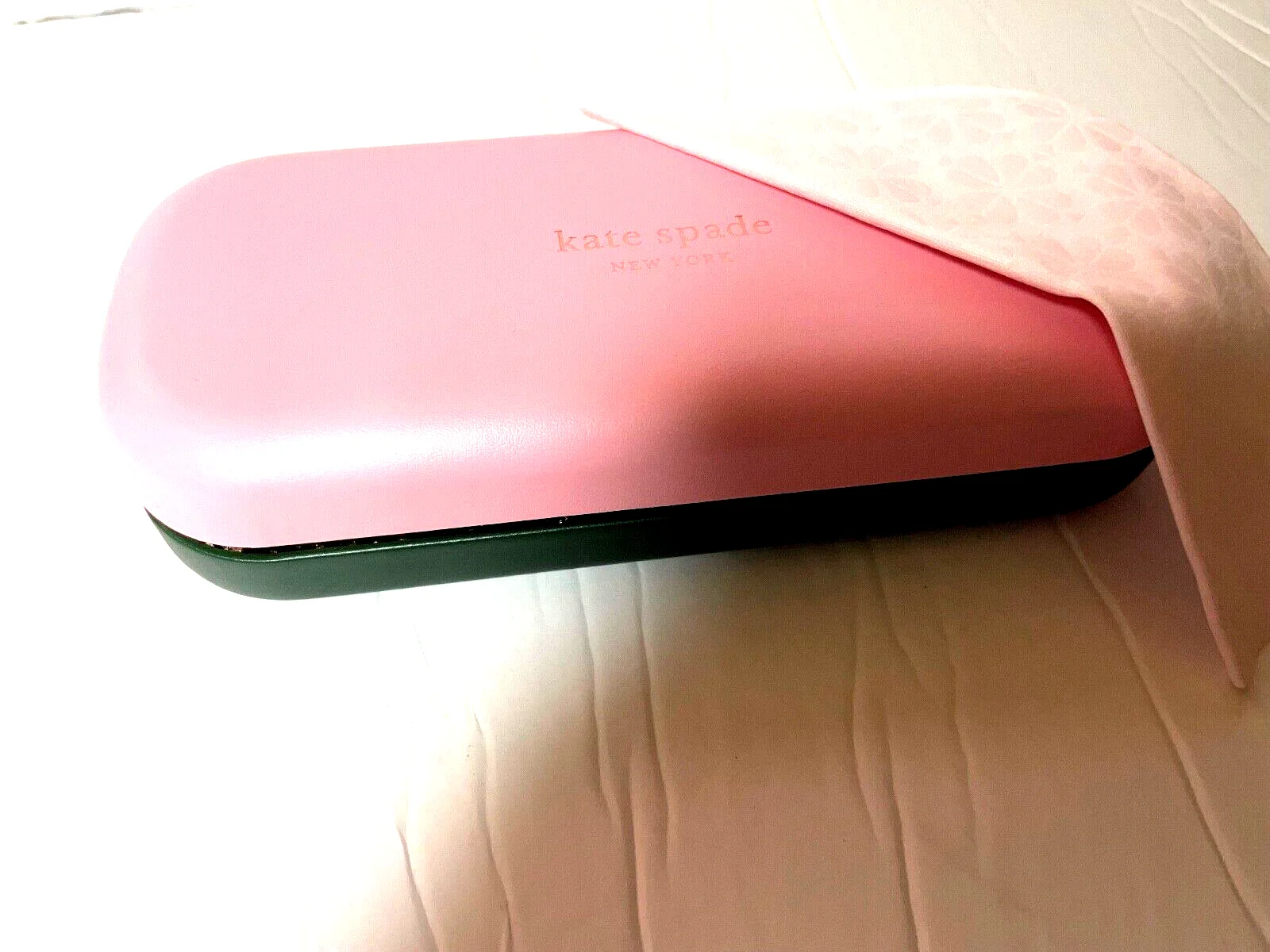 NEW AUTHENTIC KATE SPADE EYEGLASS CASE PINK GREEN w/CLOTH