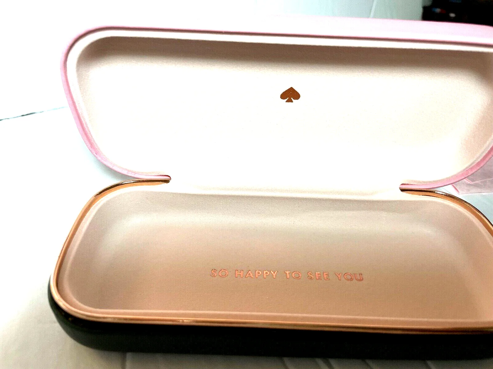 NEW AUTHENTIC KATE SPADE EYEGLASS CASE PINK GREEN w/CLOTH 2