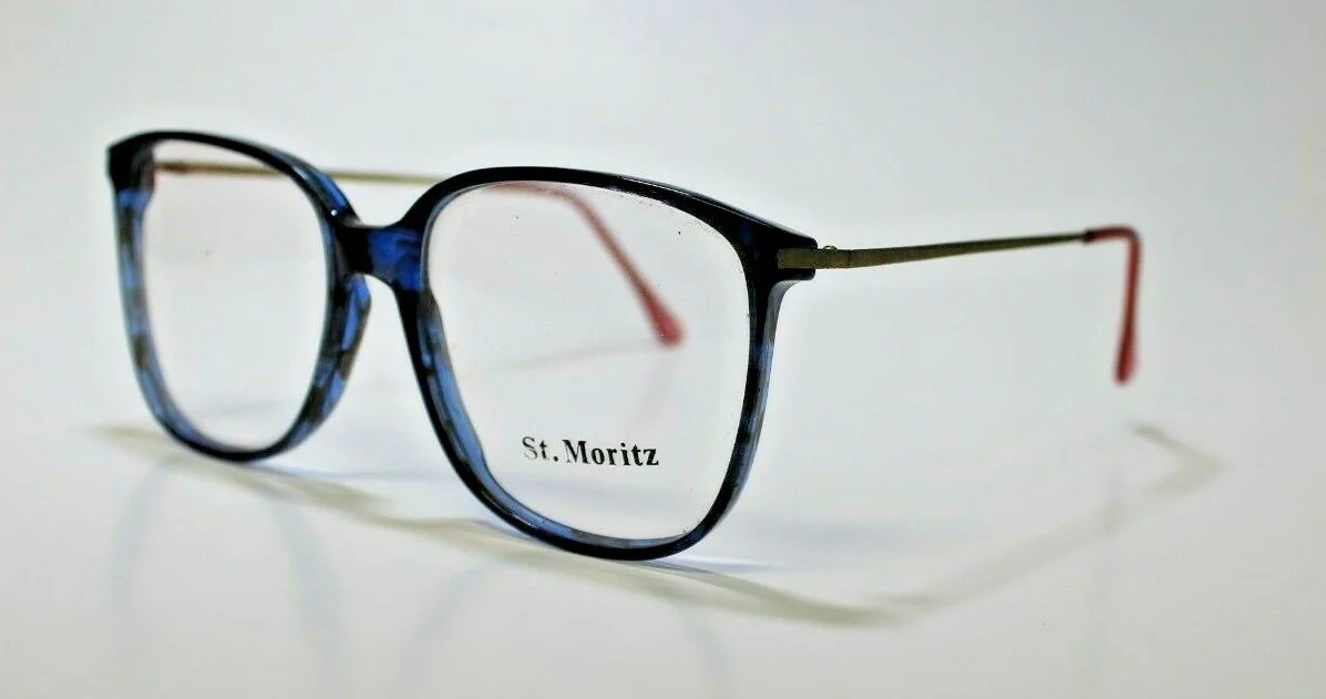 NEW AUTHENTIC ST.MORITZ BOSTON D.BLUE EYEGLASSES FRAME 56-18-145