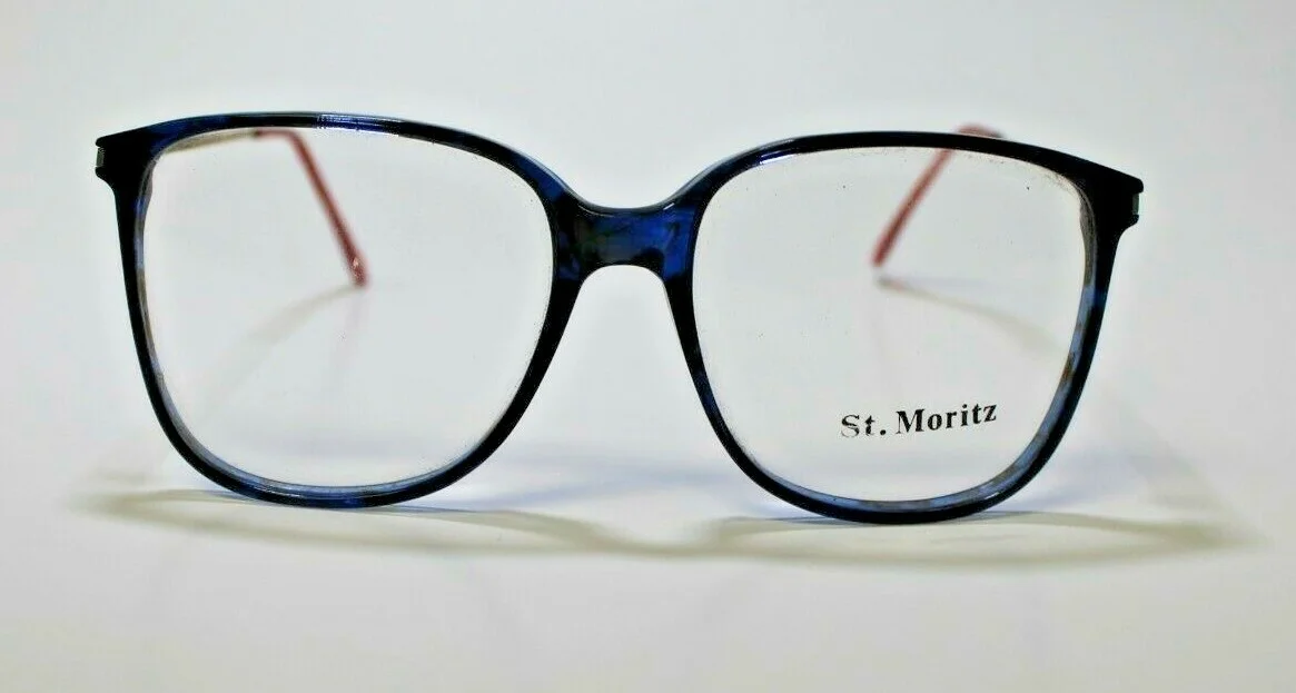 NEW AUTHENTIC ST.MORITZ BOSTON D.BLUE EYEGLASSES FRAME 56-18-145 2