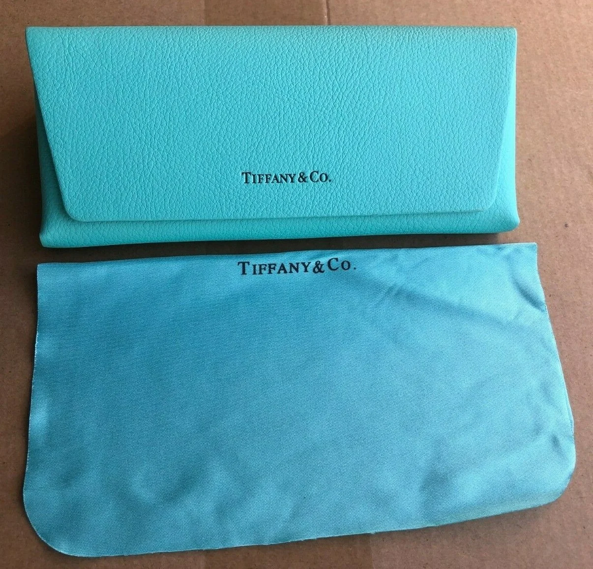 New Authentic-Tiffany Eyeglass-Sunglass Leather Case With Cleaning Cloth
