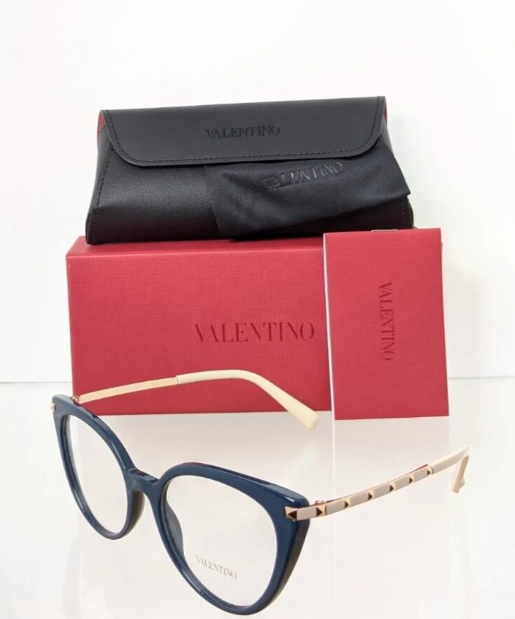 New Authentic Valentino Eyeglasses VA 3040 5034 53mm 3040 Navy Frame