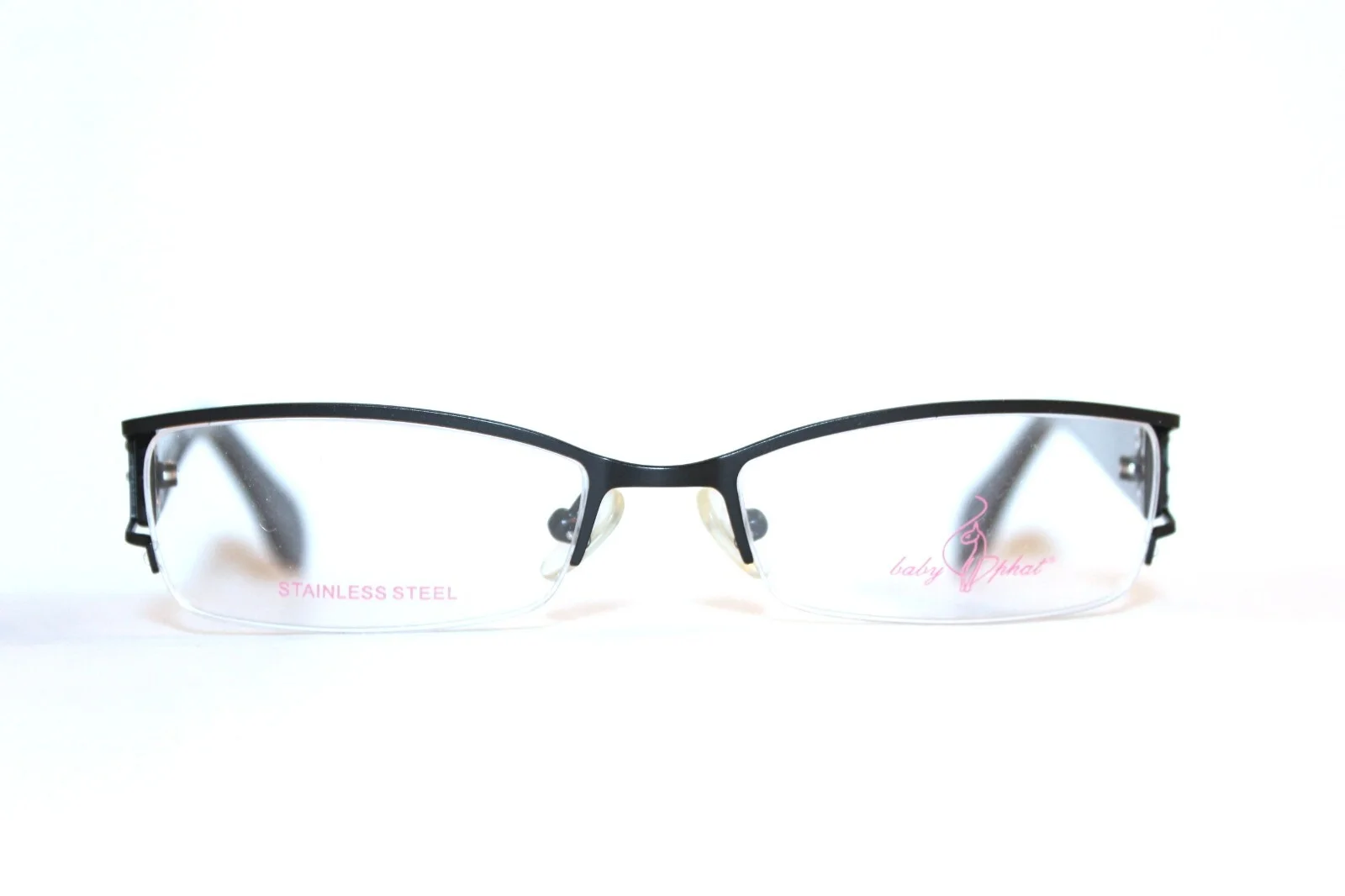 NEW BABY PHAT BP 138 MBLK BLACK SEMI RIMLESS EYEGLASSES RX WOMENS 51-17-135 MM 2
