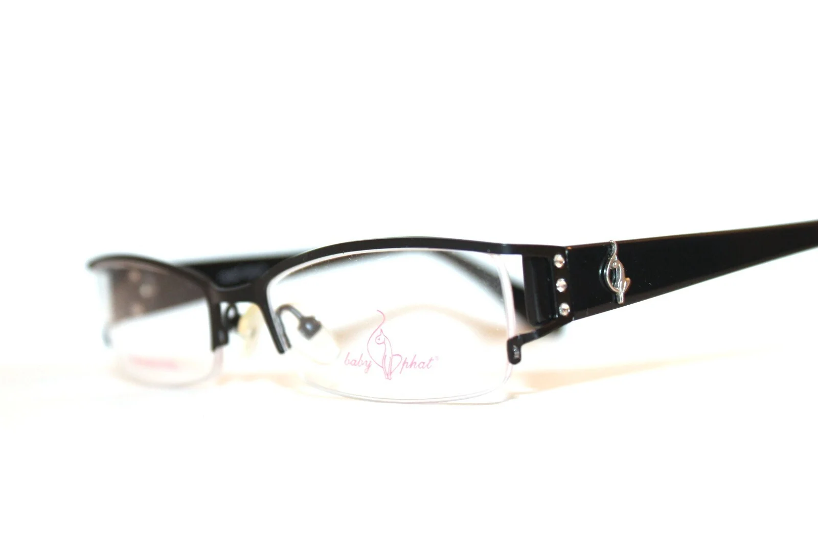 NEW BABY PHAT BP 138 MBLK BLACK SEMI RIMLESS EYEGLASSES RX WOMENS 51-17-135 MM 4