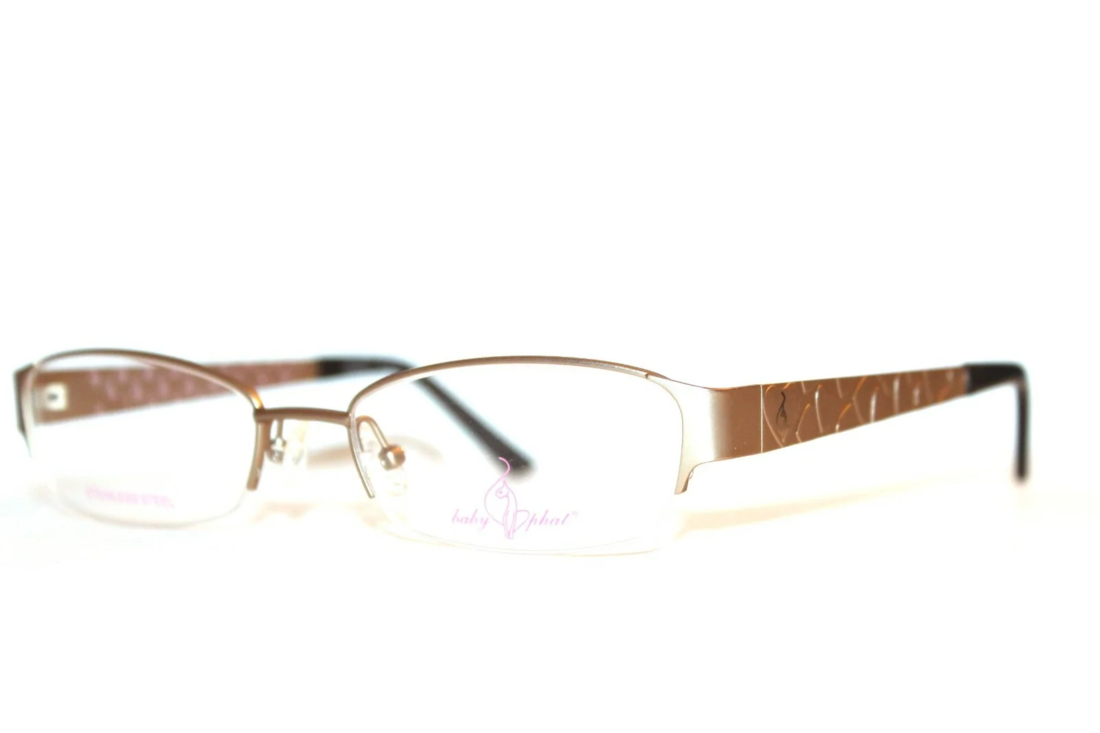 NEW BABY PHAT BP 151 MGD MATTE GOLD SEMI RIMLESS EYEGLASSES FRAMES RX 52-18-135