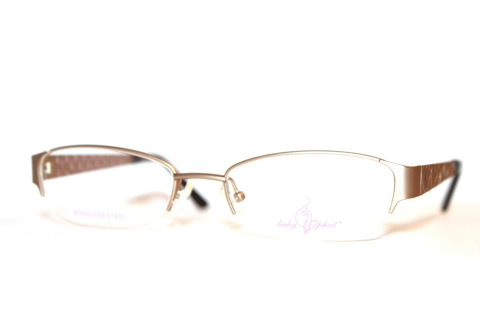 NEW BABY PHAT BP 151 MGD MATTE GOLD SEMI RIMLESS EYEGLASSES FRAMES RX 52-18-135 3