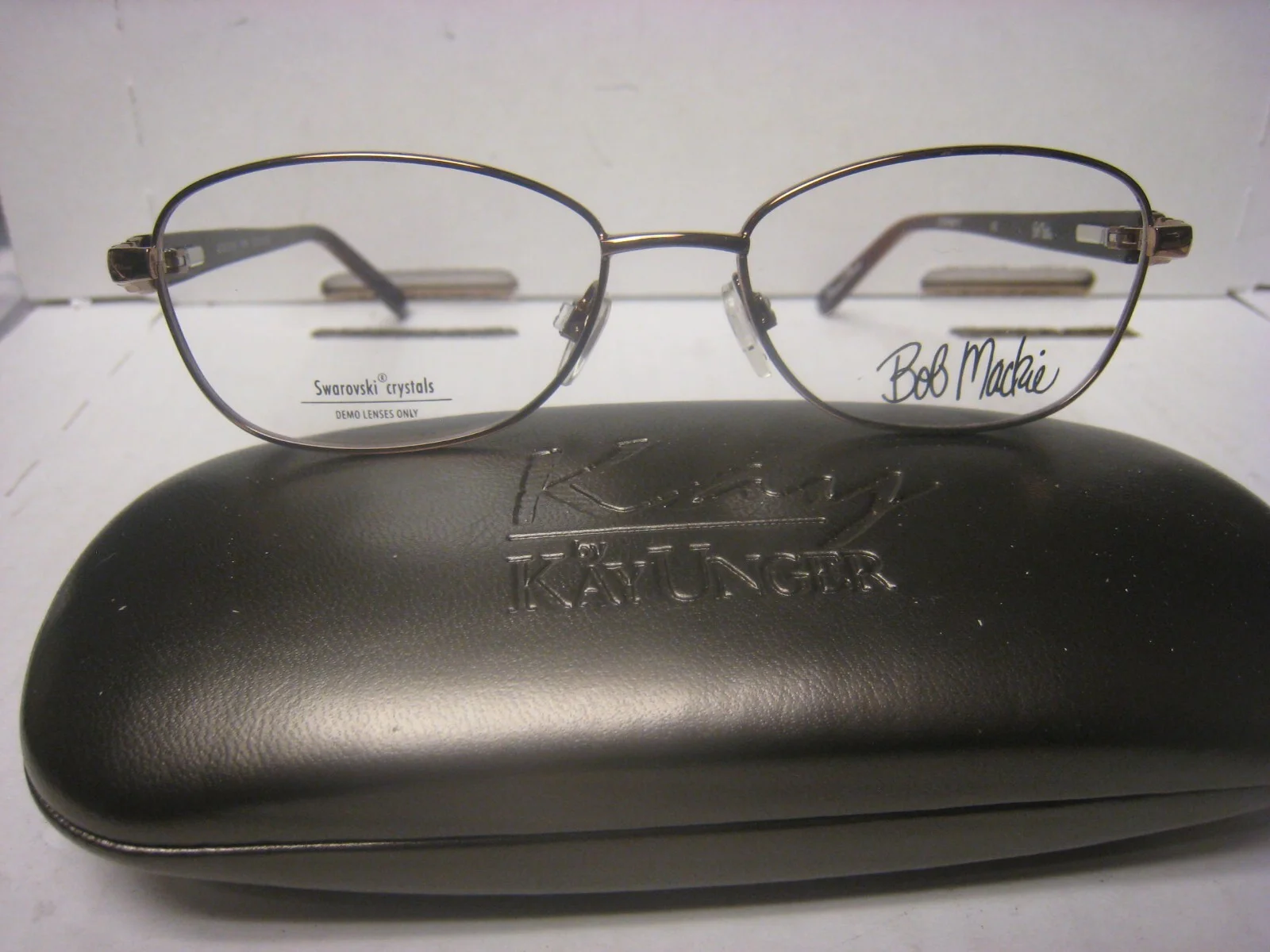 New Bob Mackie B109 Eyeglasses Swarovski Crystals 53-16-140-33.5 Vertical PURPLE