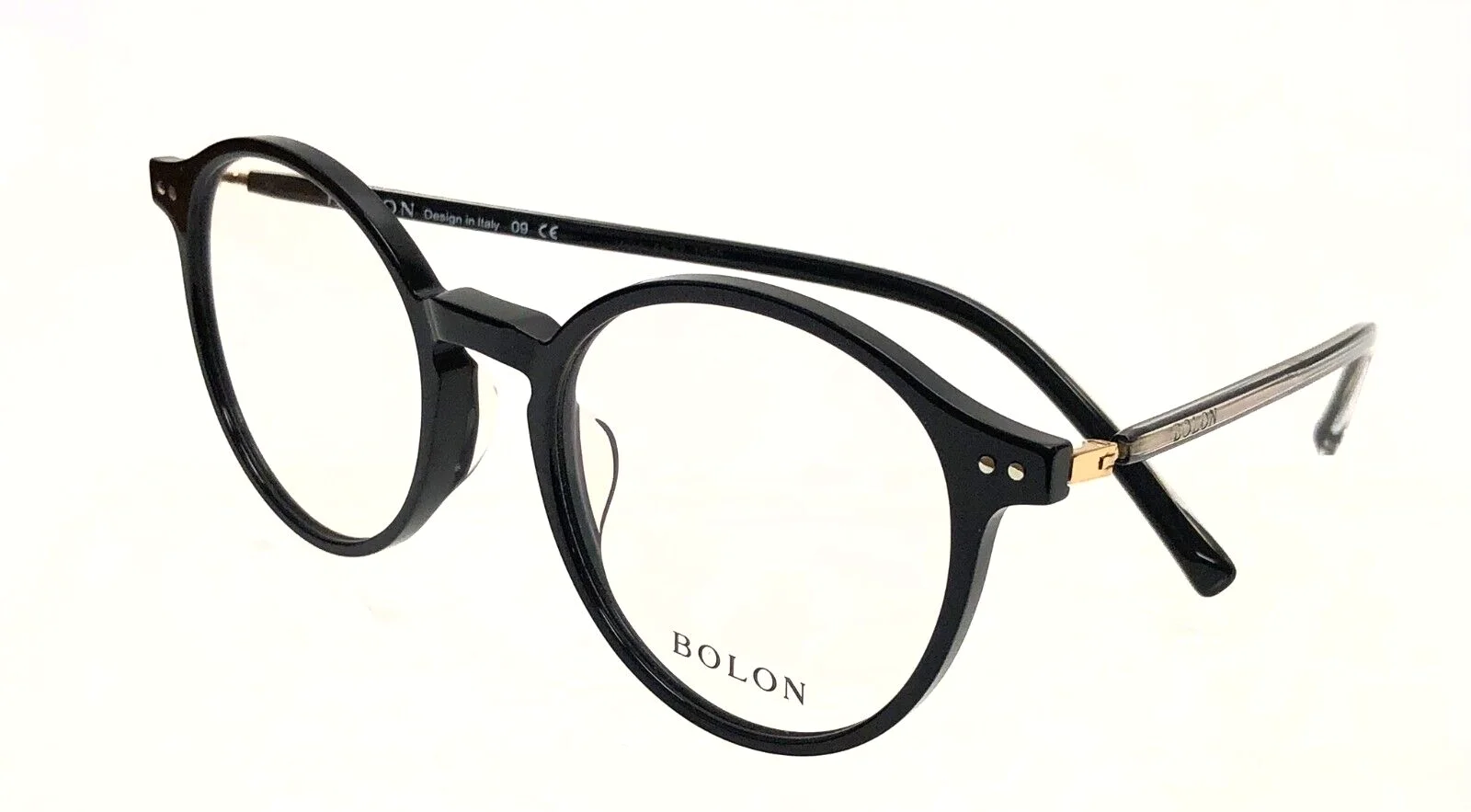 NEW BOLON ROUND EYEGLASSES BJ3026 B10 BLACK/DEMO LENS 50-20-145mm