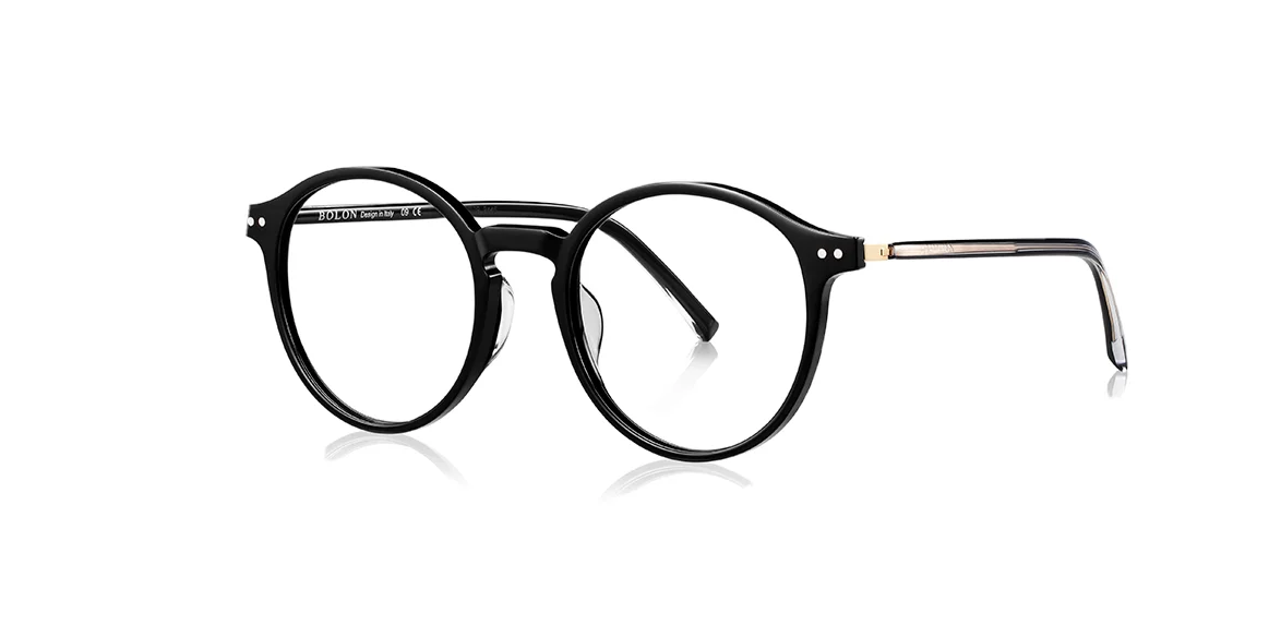 NEW BOLON ROUND EYEGLASSES BJ3026 B10 BLACK/DEMO LENS 50-20-145mm 2