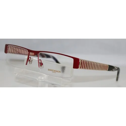 New Boucheron Beo 102.01 Red & Gold Unisex Semi Rimless Eyeglasses
