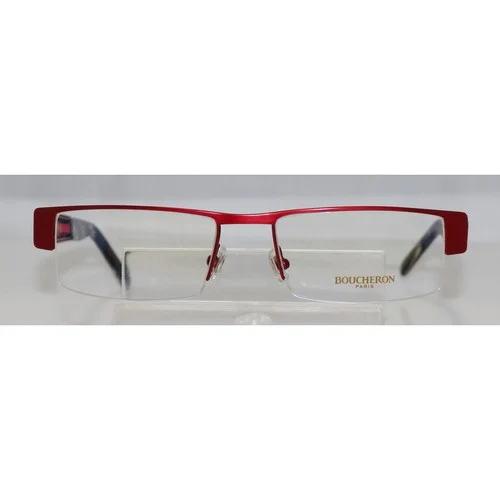 New Boucheron Beo 102.01 Red & Gold Unisex Semi Rimless Eyeglasses 4
