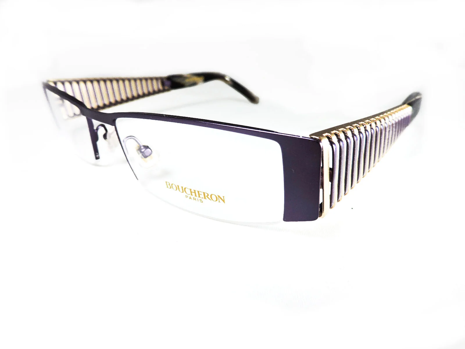NEW BOUCHERON BEO 103.01 GOLD/ PURPLE EYEGLASSES 1175-B FRAME 52-19 AUTHENTIC