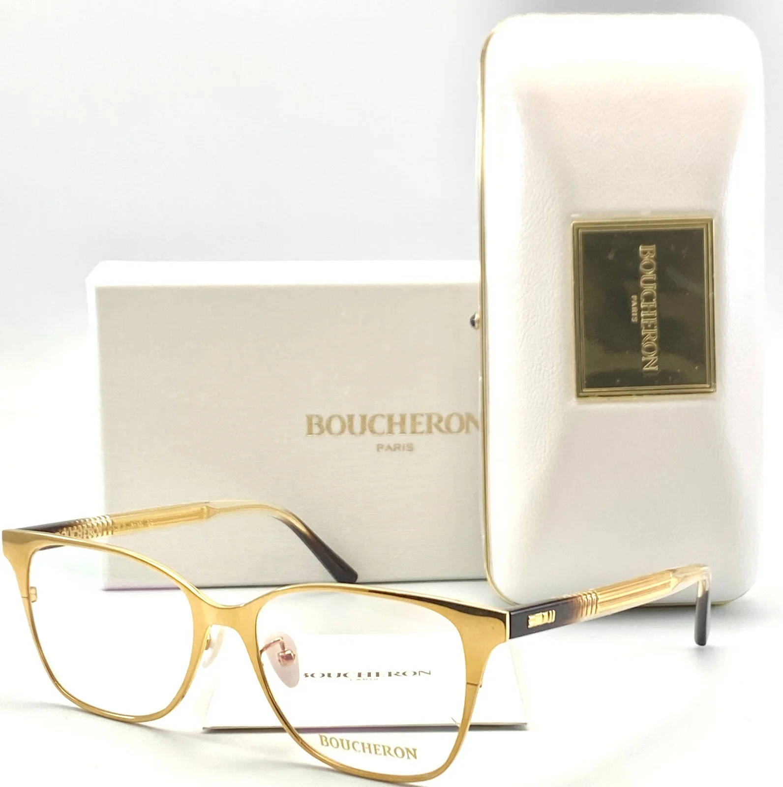 NEW BOUCHERON PARIS BC0014OA 003 GOLD AUTHENTIC EYEGLASSES 54-17 140 W/CASE