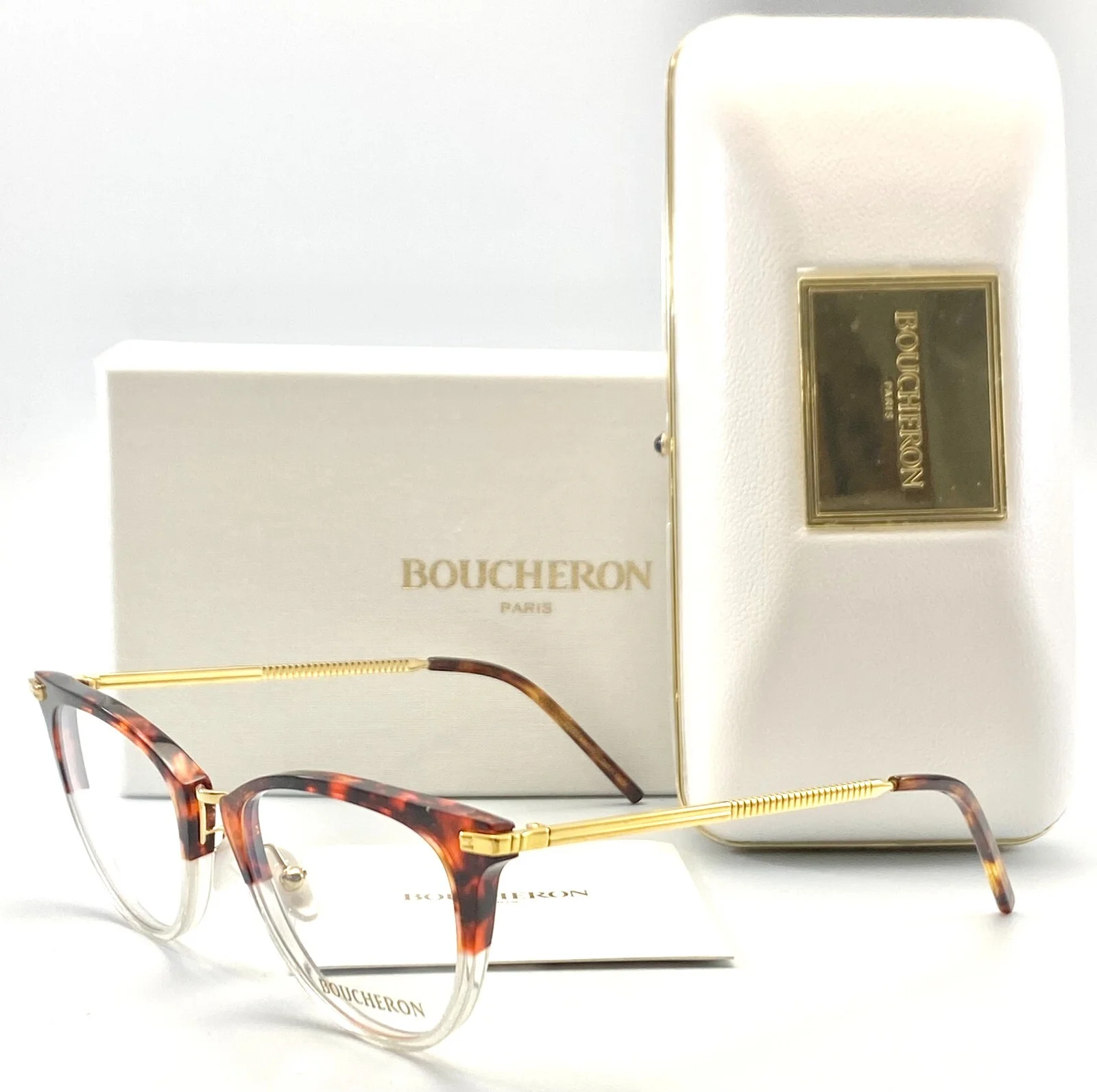 NEW BOUCHERON PARIS BC0026O 004 HAVANA AUTHENTIC EYEGLASSES 51-19 140 W/CASE